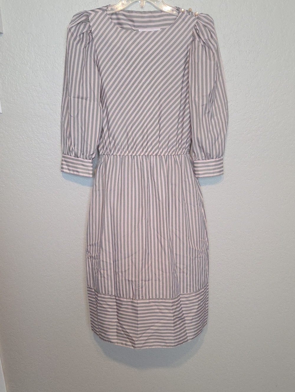 Vintage Betsy's Things Pink & Gray Striped Dress